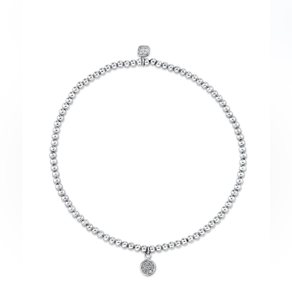 14k white gold & diamond beaded Sydney Evan bracelet